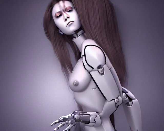 Prompt: jkhdj uidu uoiwoi seductive robot woman poaasp, hyper realistic render, horror, jumpscare, screamer, void, sadness, depression, loss of control