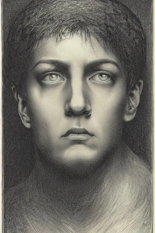 Image similar to portrait of eminem, Gustave Dore lithography