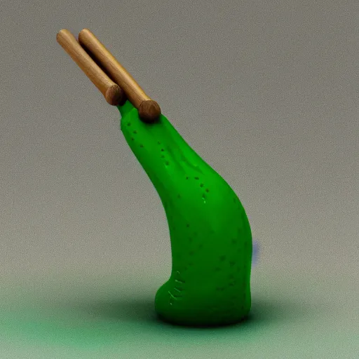 Prompt: wood cane with green slime on it, octane render