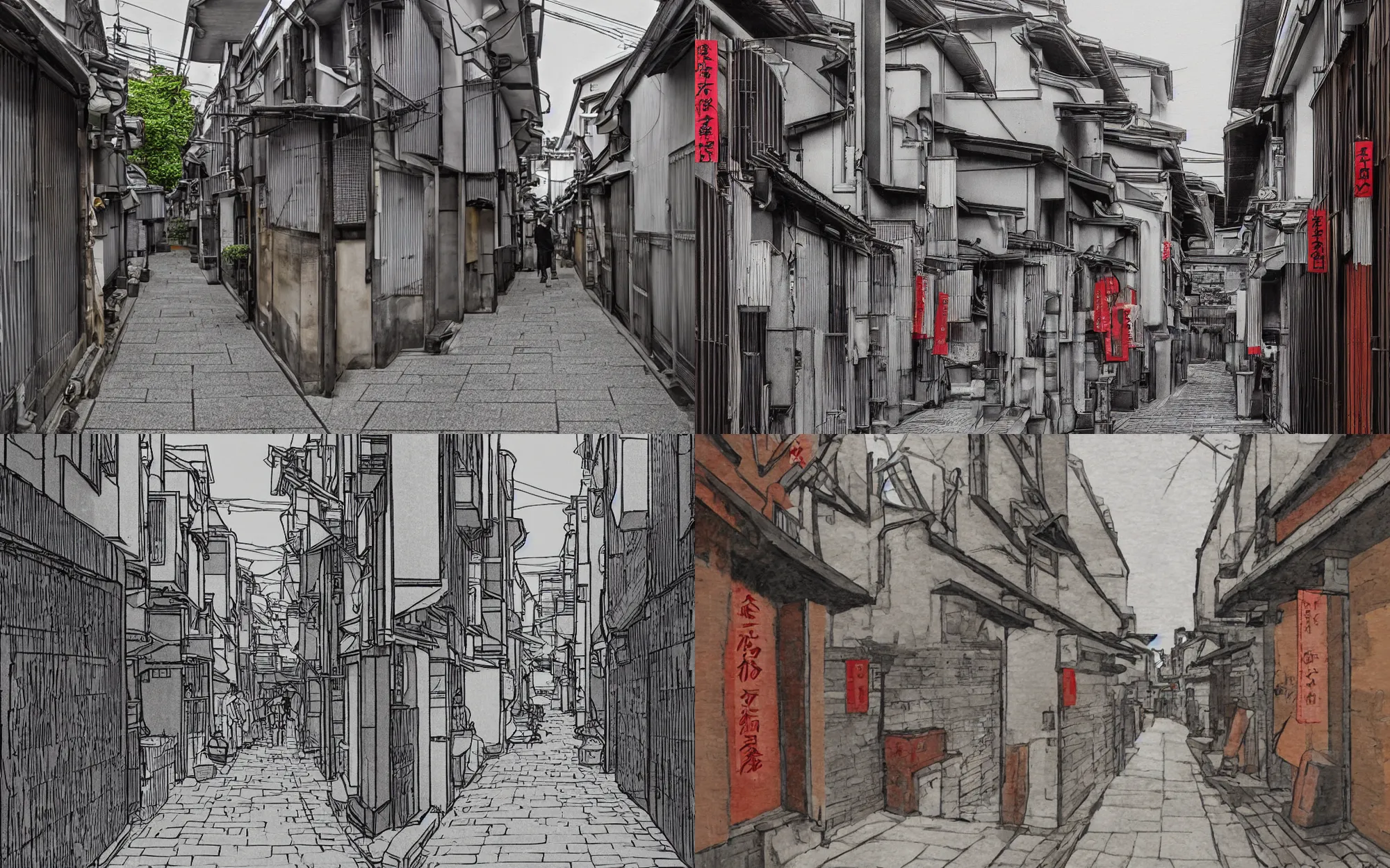 Prompt: A japanese alleyway, in the style of ivan rabuzin