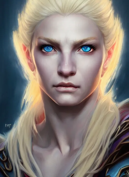 Image similar to a _ fantasy _ style _ portrait _ painting _ of timid white female paladin with blonde hair and blue eyes,, scar under left eye, holy oil _ painting _ unreal _ 5 _ daz. _ rpg _ portrait _ extremely _ detailed _ artgerm _ greg _ rutkowski _ greg