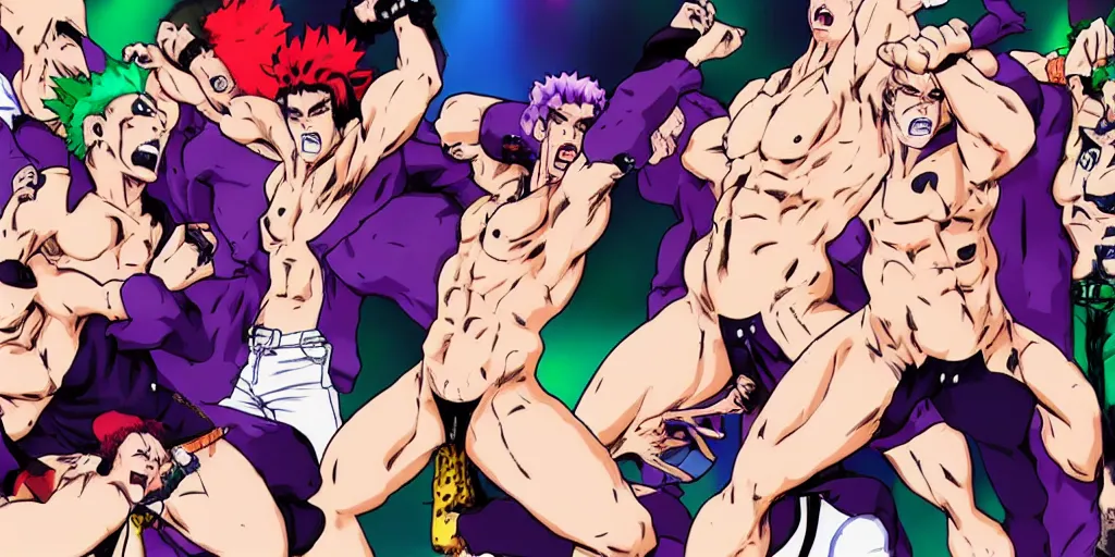 Image similar to gachimuchi in JoJo's bizarre adventure anime style