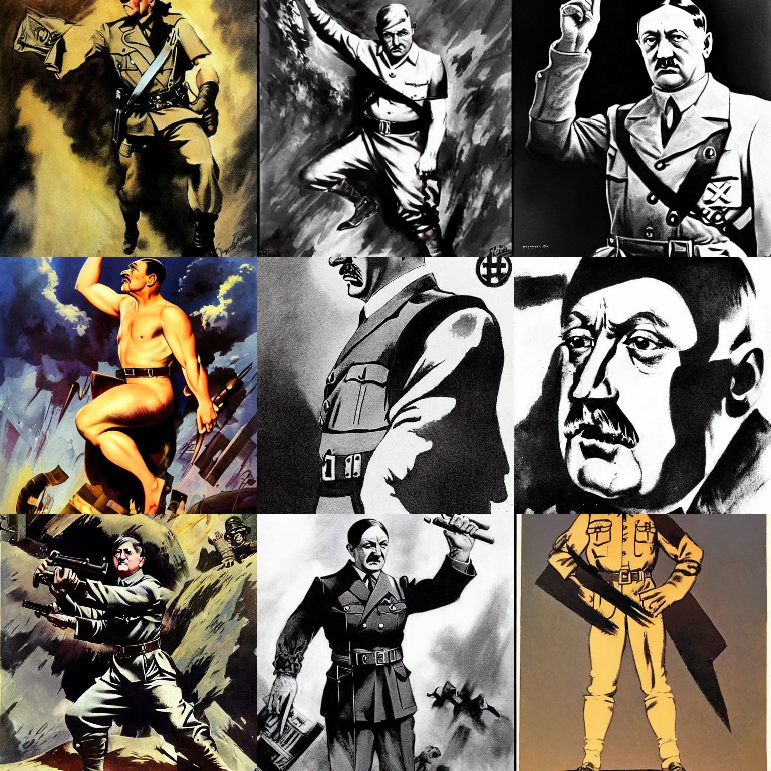 Prompt: hitler fanart by frank frazetta