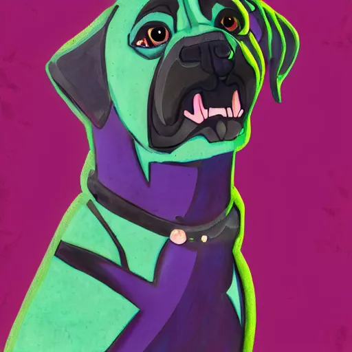 Prompt: an anamorphic of purple dog, in the style of disney, mixed media collage, highly detailed, 8k resolution