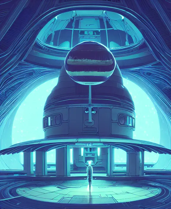 Image similar to simplicity, a small cathedral made out of alien creatures, biological, in the style of a round spaceship, surrounded by auras, by dan mumford, yusuke murata, makoto shinkai, ross tran, cinematic, unreal engine, cel shaded, featured on artstation, pixiv