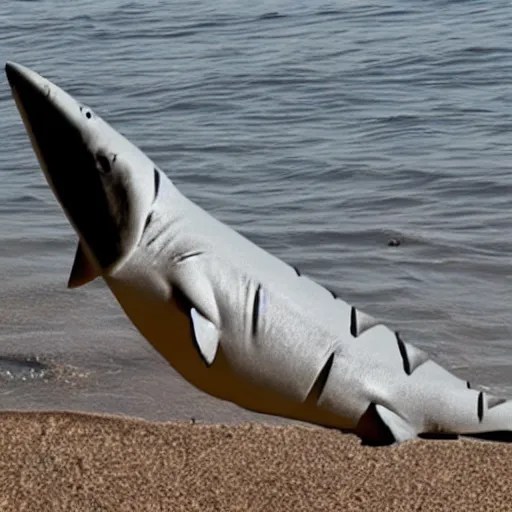 Image similar to photo of a land shark with legs