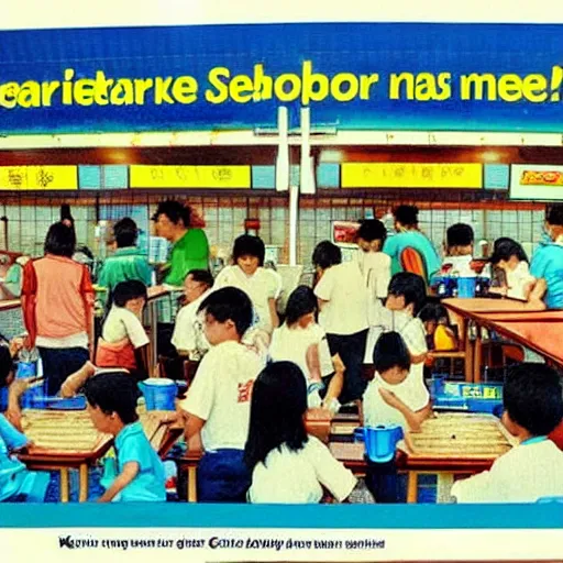 Image similar to a 1 9 9 0 s singaporean public education poster about hawker centres