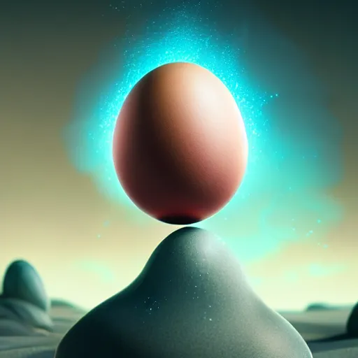 Image similar to magic frost phoenix egg, rock and sand around, peter mohrbacher style, ray tracing, cinematic, digital art, realistic, octane render