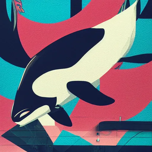 Image similar to Orca profile picture by Sachin Teng, symetrical, Vector , geometric shapes background, graffiti, street art:2 by Sachin Teng:4