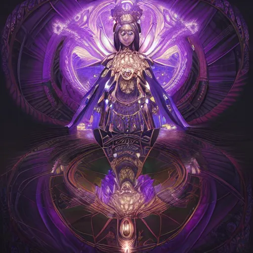 Prompt: a beautiful and detailed illustration of a black lotus with fractal fibonaucci sequence of glowing purple petals, in the style of magic the gathering, highly detailed, digital painting, god rays, volumetric lighting, octane render, 4 k resolution, art by artgerm and greg rutkowski and alphonse mucha, masterpiece, in a luminist baroque style