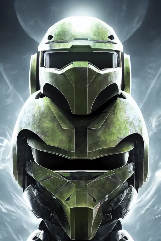 Image similar to robot ninja mask helmet halo master chief radiating a glowing aura global illumination ray tracing hdr fanart arstation by ian pesty and katarzyna da „ bek - chmiel