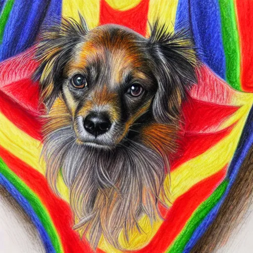 Prompt: Colored pencil art on paper, Circus dog , highly detailed, artstation, MasterPiece, Award-Winning, Caran d'Ache Luminance