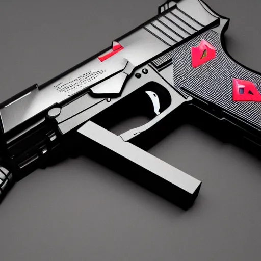 Image similar to artdeco cyberpunk pistol