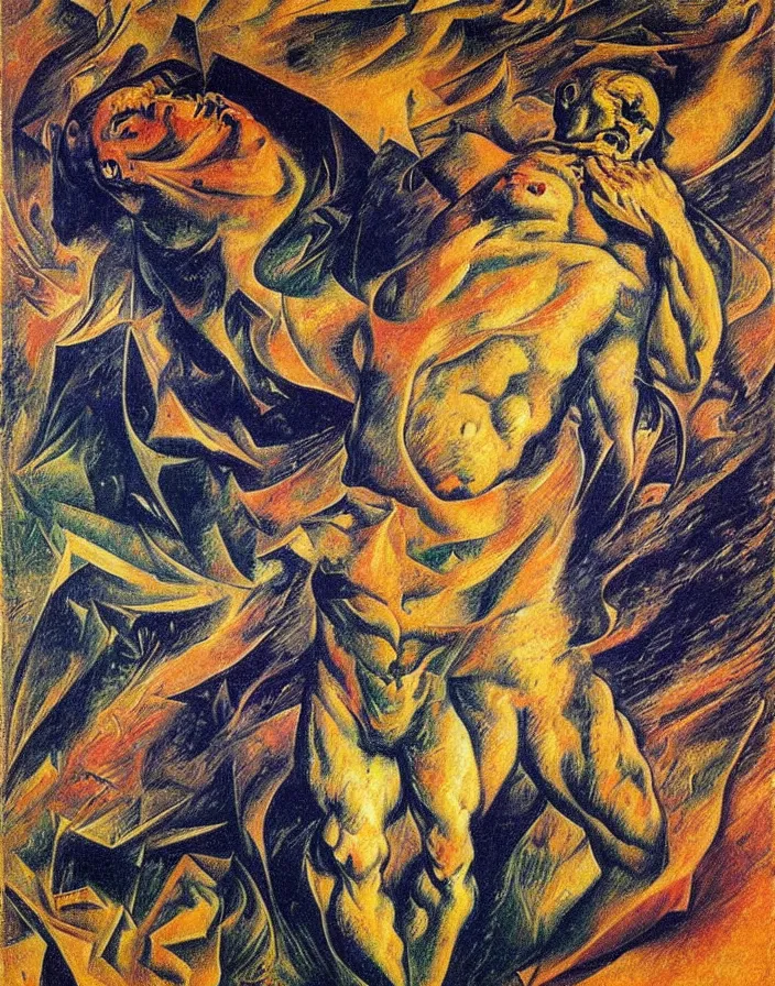 Prompt: Visualization of Nietsche's ubermensch as a result of god's death, by Umberto Boccioni, 8k, trending on Artstation