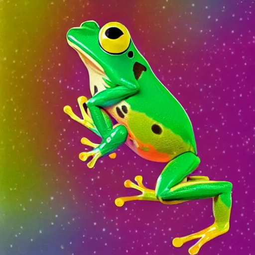 Prompt: frog elvis, lisa frank