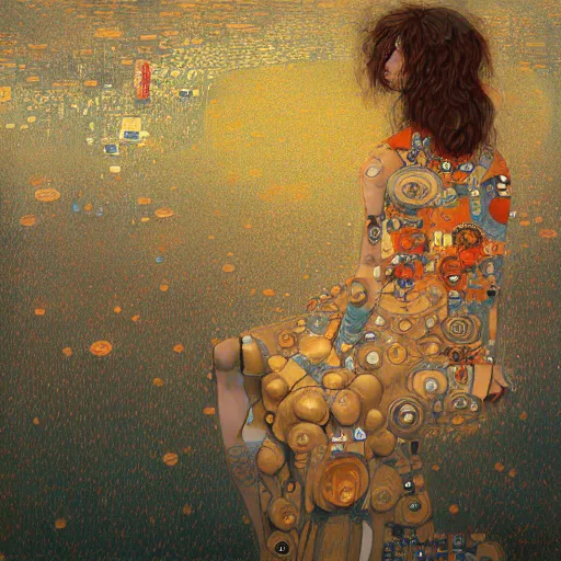 Prompt: depiction of human nature, abstract art, by james jean and greg rutkowski and artgem and gustav klimt, extremely detailed, cgsociety, postprocessing, adobe photoshop, mixed media, masterpiece