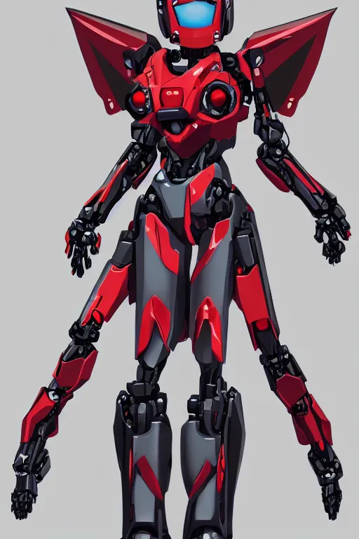 Prompt: heroine, beautiful, female mecha lineart concept, evangelion, brian sum, red and gray scale, full body, robotic, circle, manual, warlock, ultra detailed, digital art, 8 k, character, realistic, portrait, 3 d, hyperrealistic