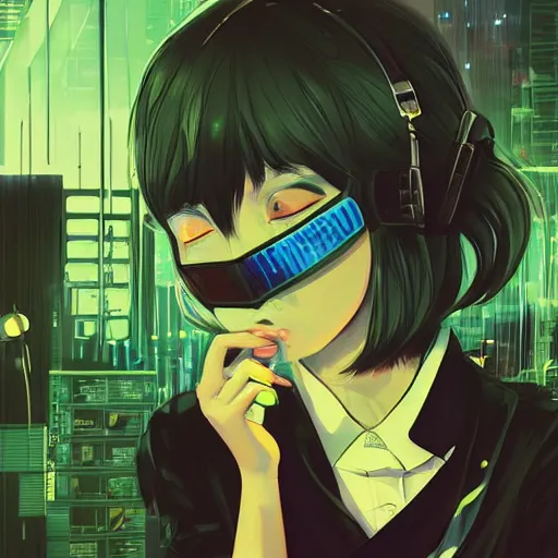 Prompt: Frequency indie album cover, luxury advertisement, green filter, blue and black colors. highly detailed post-cyberpunk sci-fi close-up schoolgirl in asian city in style of cytus and deemo, mysterious vibes, by Ilya Kuvshinov, by Greg Tocchini, nier:automata, set in half-life 2, beautiful with eerie vibes, very inspirational, very stylish, with gradients, surrealistic, dystopia, postapocalyptic vibes, depth of field, mist, rich cinematic atmosphere, perfect digital art, mystical journey in strange world, beautiful dramatic dark moody tones and studio lighting, shadows, bastion game, arthouse