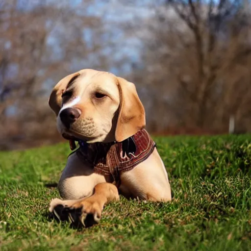 Prompt: dog with fingers