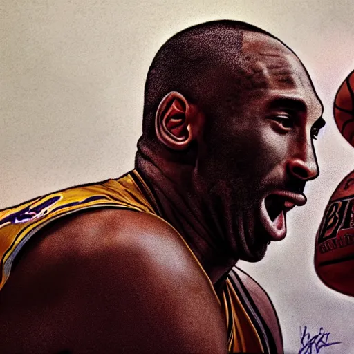 Prompt: kobe bryant kissing a giant turtle in heaven, hyper realistic, cinematic, side view, digital art, amazing detail, artstatiom, cgsociety, epic art