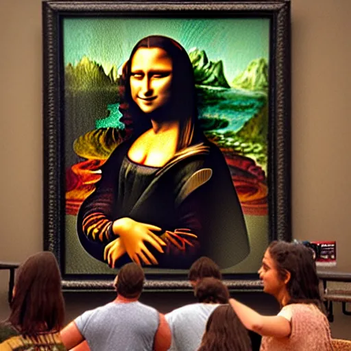 Prompt: mona lisa, jurassic world