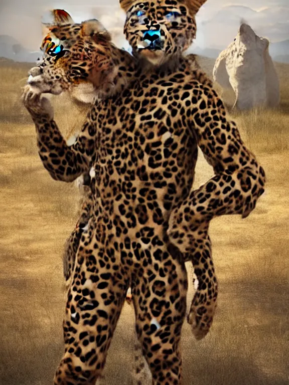 Prompt: realistic 3 d render, 🐆 photorealistic fullbody 🐆 👨 art portrait, strapping boots on and suiting up, getting ready for roughneck work, happy face, martian mining ⛏ colony, a handsome ♂ leopard furry, long fluffy fur, beautiful natural soft light, rim light