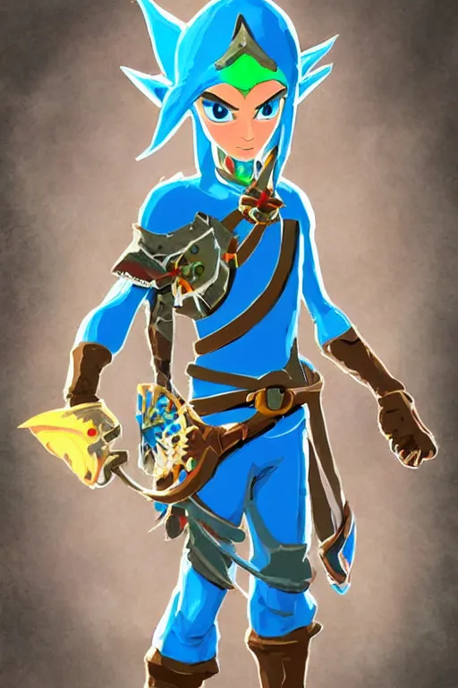 Image similar to an in game portrait of megamind from the legend of zelda breath of the wild, breath of the wild art style.