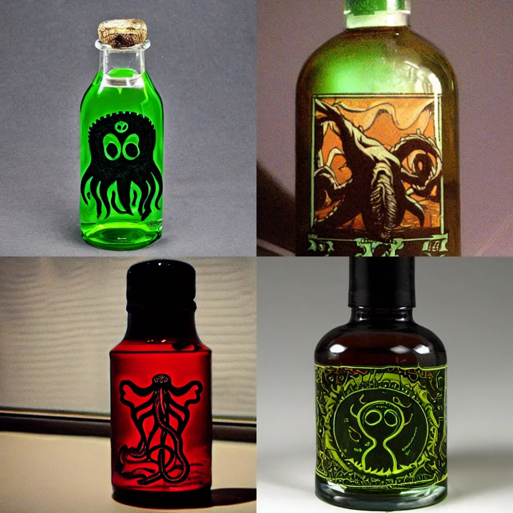 Prompt: Cthulu in a bottle (PHOTO)