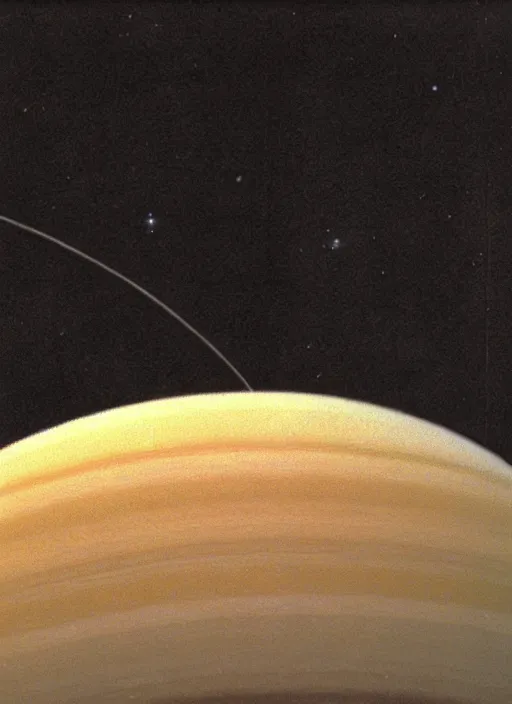 Prompt: Saturn seen from the surface of Titan by Chesley Bonestell