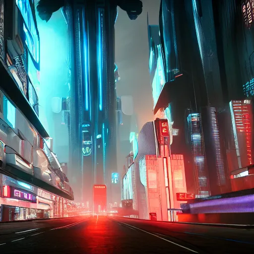 Image similar to stunning futuristic city, blade runner mood, tron light, lots of neon lights, natural volumetric lighting, realistic 4k octane beautifully detailed render, big clouds, H.R. Giger buildngs