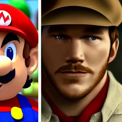 Prompt: a film still portrait of chris pratt dressed up as mario with the face and body of chris pratt in real life as a real person, grotesque, disturbing, disgusting, realistic hyperrealistic 4 k resolution 8 k resolution highly detailed very detailed extremely detailed hd quality detailed face very detailed face extremely detailed face trending on artstation, modern portrait, modern photograph, film still