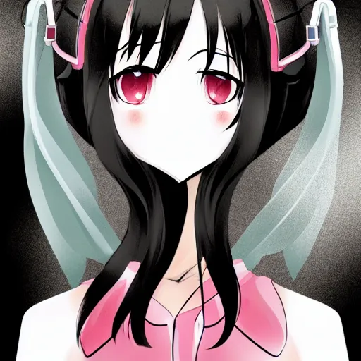 Image similar to full headshot portrait of a girl with long black hair, wearing a surgical mask, drawn by ATDAN, by Avetetsuya Studios, attractive character, colored sketch anime manga panel, trending on Pixiv