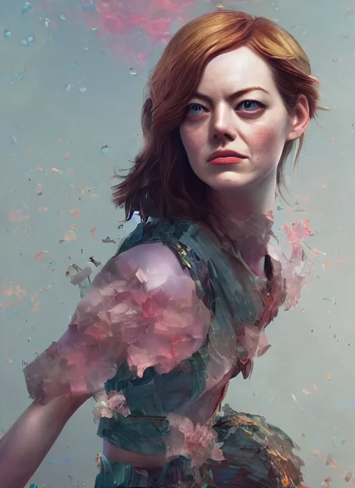 Image similar to emma stone, hyper detailed, digital art, trending in artstation, cinematic lighting, studio quality, smooth render, unreal engine 5 rendered, octane rendered, art style by klimt and nixeu and ian sprigger and wlop and krenz cushart.