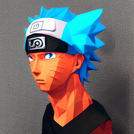 Image similar to Naruto 3D model low-poly synthwave Trending at Artstation 8K