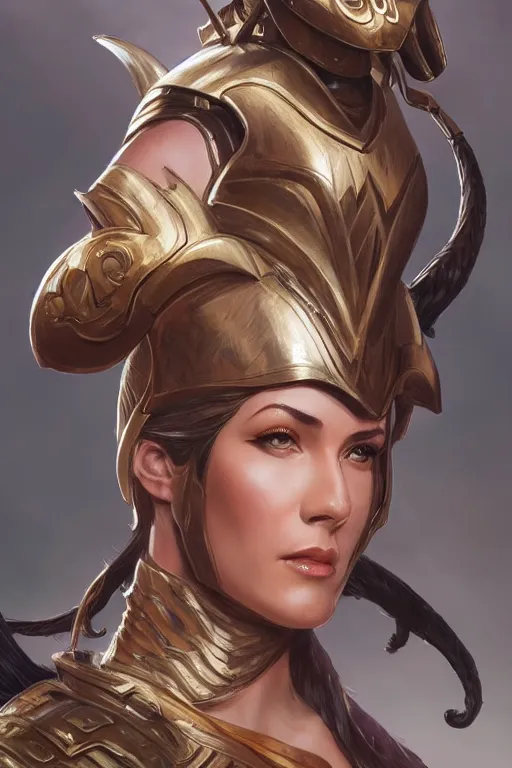 Image similar to amazon valkyrie athena, d & d, fantasy, portrait, highly detailed, headshot, digital painting, trending on artstation, concept art, sharp focus, illustration, art by artgerm and greg rutkowski and magali villeneuve