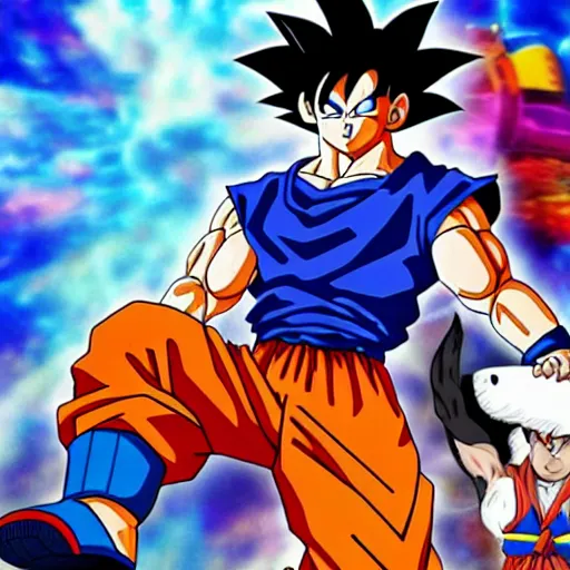 Image similar to goku with a dog