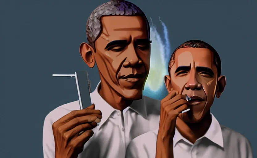 Prompt: Obama and Jesus smoking out by Beeple; 4K; 8K