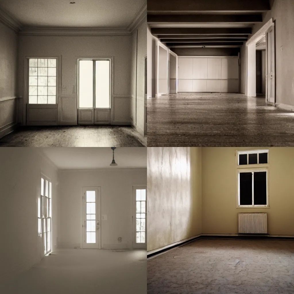 Prompt: a liminal space of an empty house