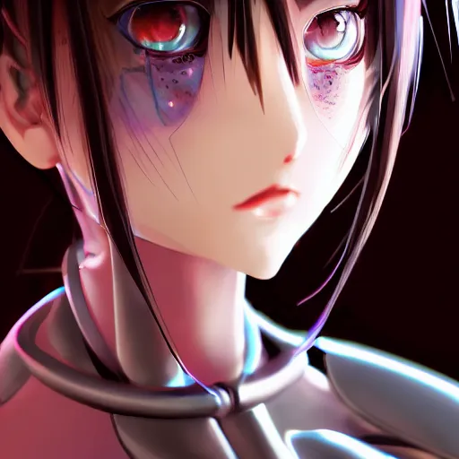 Image similar to beautiful and gorgeous anime android robot girl with glossy skin, artstation, high quality, highly detailed,