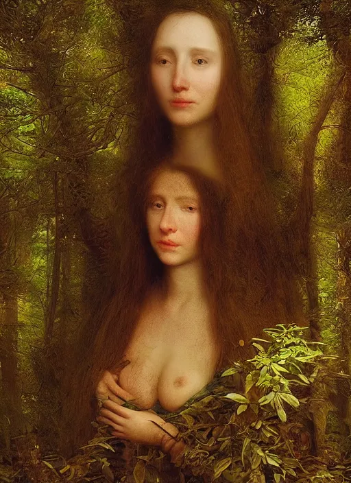 Image similar to portrait of a women who invented time in the forest that could not sleep, modern fine art, fractal, intricate, elegant, highly detailed, digital photography, subsurface scattering, by jheronimus bosch,