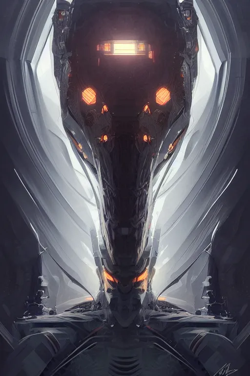 Prompt: professional concept art symmetrical portrait of a horrendous robotic fractal predatory species in a dark room by artgerm and greg rutkowski. an intricate, elegant, highly detailed digital painting, cubism, concept art, smooth, sharp focus, illustration, in the style of cam sykes.