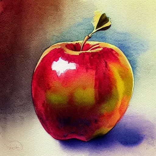 Prompt: apple by ivo jordanov, # artoftheday # watercolours # watercolor _ art # artofvisual # artofinstagram