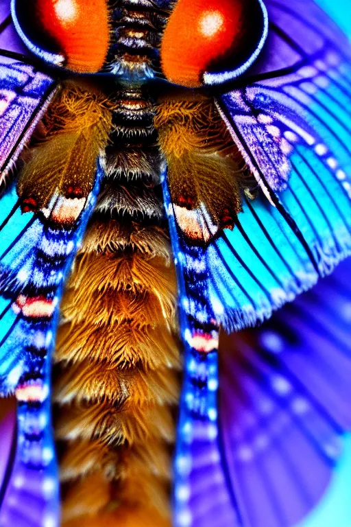 Prompt: high quality close-up photo art deco puss moth caterpillar! gorgeous highly detailed hannah yata elson peter cinematic blue lighting high quality low angle hd 8k sharp shallow depth of field