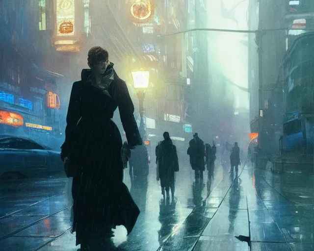 Image similar to 2 0 1 8 blade runner movie still girl look at the cityscape from roof perfect face fine realistic face pretty face neon puffy jacket blue futuristic sci - fi elegant by denis villeneuve tom anders zorn hans dragan bibin thoma greg rutkowski ismail inceoglu illustrated sand storm alphonse mucha