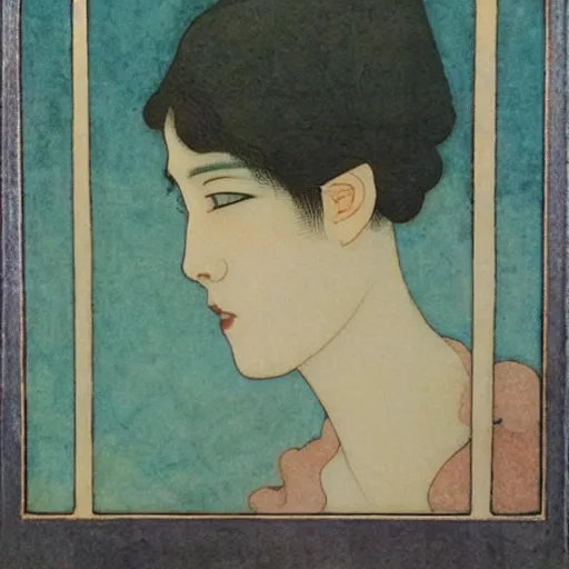Prompt: Lee Jin-Eun by Edmund Dulac, rule of thirds, seductive look, beautiful, on glossy metal