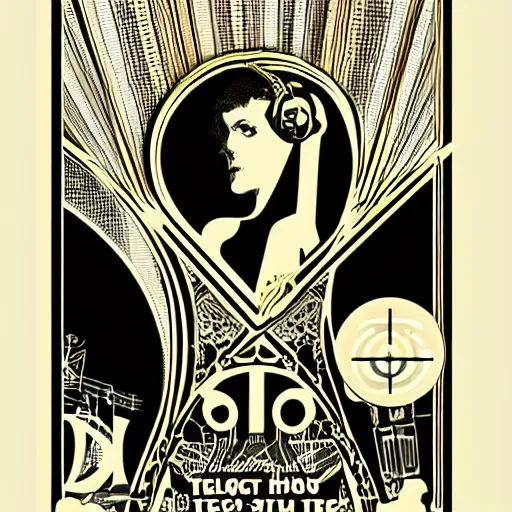 Image similar to art nouveau concert poster, 8 0 s, techno, house music