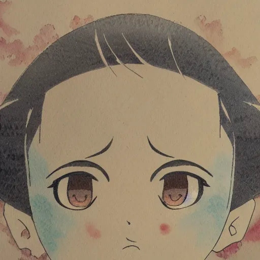 Prompt: beautiful water color concept art of face detailing cute nendoroid boy in the style of hokusai , toon rendering, close-up, no shade, modern art, kyoto animation