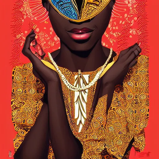 Image similar to eyo festival in heaven, nigerian, masquerade, eyo festival, yoruba illustration, medium shot, intricate, elegant, highly detailed, digital art, ffffound, art by jc leyendecker and sachin teng