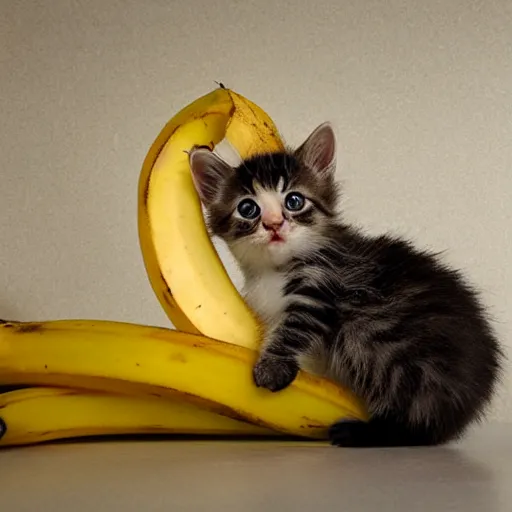 Image similar to kitten in a banana peel