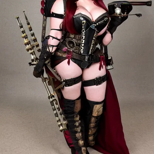 Prompt: full body photo of angela white as a steampunk warrior,